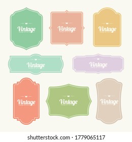 Set of retro frame and badges vector design with multi color.