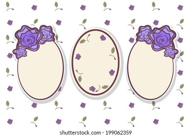 Set of retro frames with abstract roses.  Event design template