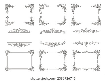 Set of retro frames. Decorative frame with modern design. Simple monochrome material.