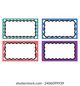 Set of retro frames. Vector illustration in flat style. EPS 10. sticker labels to identify a book or our belongings. Cute sticker design for children that can be printed