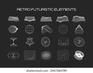 Set of retro futuristic abstract elements