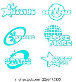  Set Retro futuristic design in y2k style