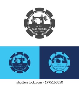Set of retro garment sewing machine identity badge sticker label for tailor made shop
