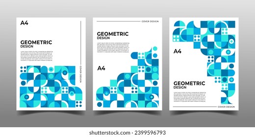 set of retro geometric cover template with bauhaus design illustration.suitable for annual,brochure,flyer or cover book design.