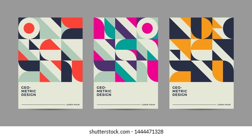 Set of Retro Geometric Covers. Abstract Shape Compotition.Vector 10