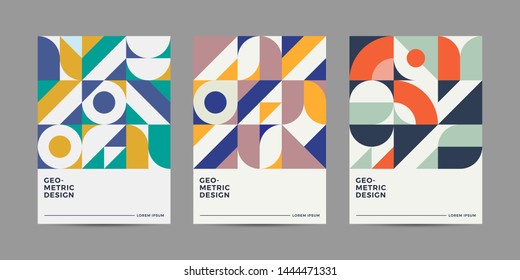 Set of Retro Geometric Covers. Abstract Shape Compotition.Vector 10