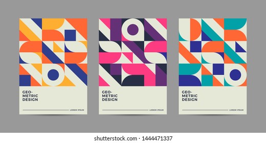 Set of Retro Geometric Covers. Abstract Shape Compotition.Vector 10