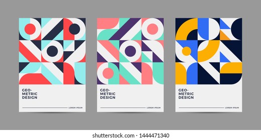 Set of Retro Geometric Covers. Abstract Shape Compotition.Vector 10