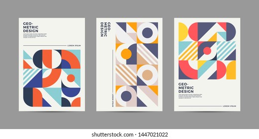 Set of Retro Geometric Covers. Abstract Shape Compotition.Vector 10