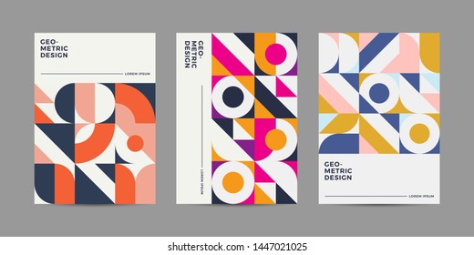 Set of Retro Geometric Covers. Abstract Shape Compotition.Vector 10