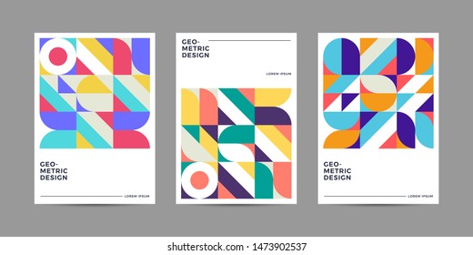 Set of Retro Geometric Covers. Abstract Shape Compotition.Vector 10