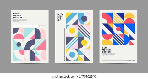 Set of Retro Geometric Covers. Abstract Shape Compotition.Vector 10