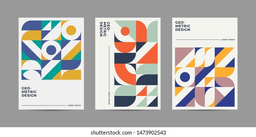 Set of Retro Geometric Covers. Abstract Shape Compotition.Vector 10