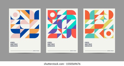 Set of Retro Geometric Covers. Abstract Shape Compotition.Vector 10