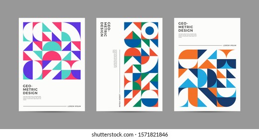 Set of Retro Geometric Covers. Abstract Shape Compotition.Vector 10