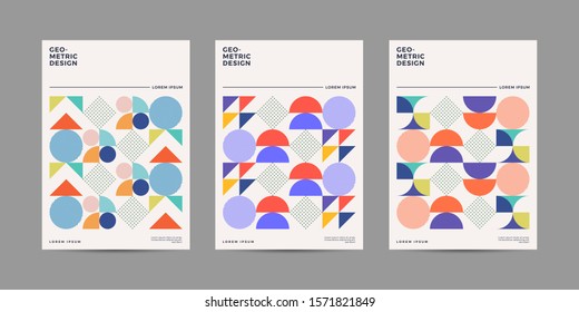 Set of Retro Geometric Covers. Abstract Shape Compotition.Vector 10