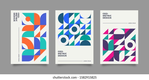 Set of Retro Geometric Covers. Abstract Shape Compotition.Vector 10