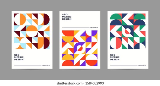 Set of Retro Geometric Covers. Abstract Shape Compotition.Vector 10