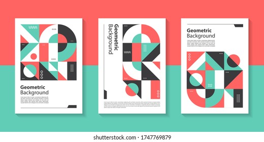 Set of Retro Geometric Covers. Abstract Shape Compotition.