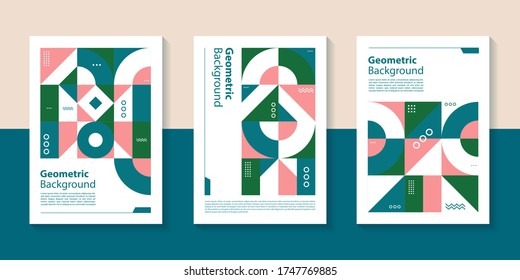 Conjunto de Coberturas Geométricas Retro. Composición de forma abstracta.
