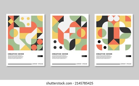 Conjunto de Coberturas Geométricas Retro. Composición de forma abstracta. Afiche neo geométrico colorido. Moderno conjunto de ilustración vectorial de fondo de volante promocional abstracto. 