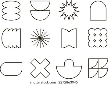 Set retro geometric outline shapes. Vector illustration frames
