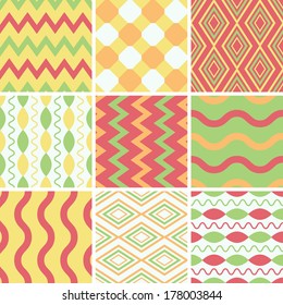 Set Of Retro Geometric Seamless Patterns For Your Design