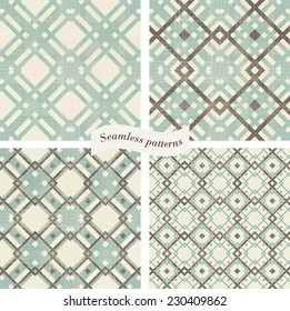 set of retro geometric seamless patterns 