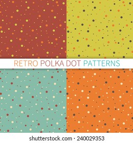 Set of retro geometric seamless polka dot patterns