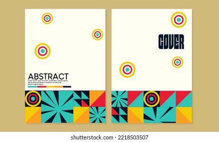 set of retro geometric style bauhaus shape cover designs. abstract background. for books, catalogs, annuals, journals