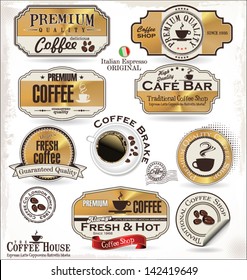 Set of Retro Golden coffee labels