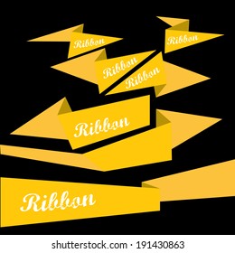Set of retro golden ribbons and labels. Vector illustration. gold bow collection