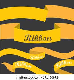 Set of retro golden ribbons and labels. Vector illustration. gold bow collection