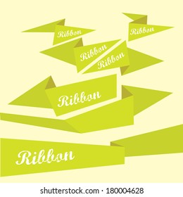 Set of retro green ribbons and labels. Vector illustration. green bow collection