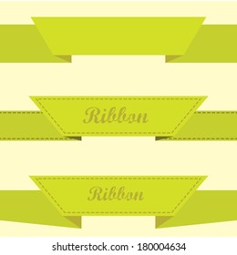 Set of retro green ribbons and labels. Vector illustration. green bow collection
