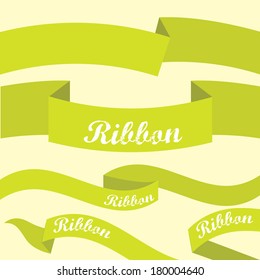 Set of retro green ribbons and labels. Vector illustration. green bow collection