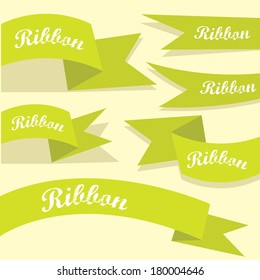 Set of retro green ribbons and labels. Vector illustration. green bow collection