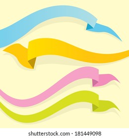 Set of retro green ribbons and labels. Vector illustration. green bow collection