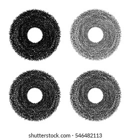 Set of retro grunge circle. Vintage dirty pattern. Print for t-shirt.
