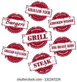 set of of  retro grunge grill stamps