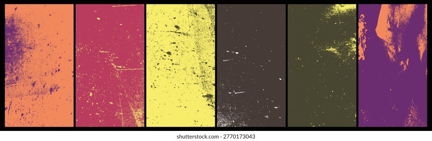 Set of retro grunge vector texture pack.Creative retro grunge stripe texture set for graphic design.distressed vector texture overlay set.