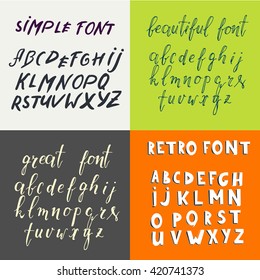 Set Of Retro Hand Drawn 3d Font And Modern Hand Lettering Font. Vector Illustration