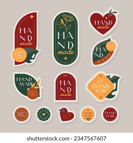 A set of retro hand made labels. A collection of vintage stickers in a minimalist design.