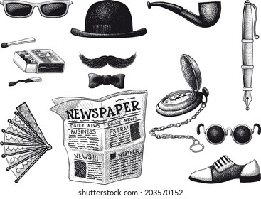 set of retro hipster. Everything you need in order to look fashionable