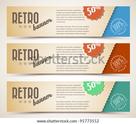 Set of retro horizontal banners - with place for your text