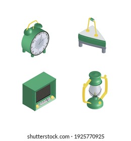 Set of retro icons in isometric style : alarm clock, iron, radio, kerasin lamp
For digital marketing,social media,text copywriting,website,games.
Isolated on white background.