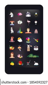 Set of retro icons for social networks.Vector flat illustration.