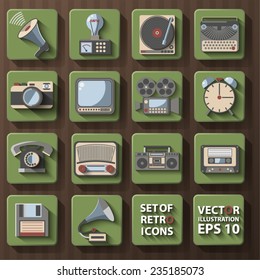 set of retro icons. vector illustration