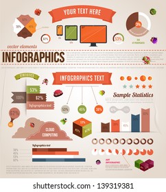 Set of retro infographics vector elements for modern designs, Information Graphics and presentations.