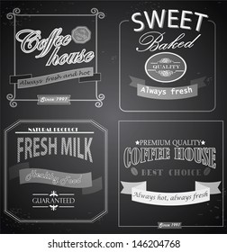 Set of retro label cards for vintage design, old paper textures and seamless patterns